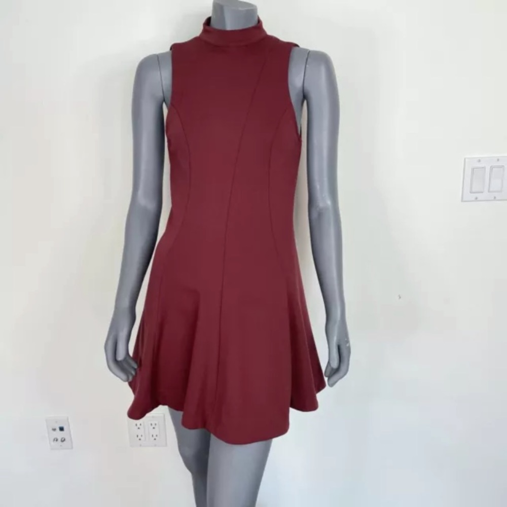 Free People Mock-Neck Skater A-line Mini Dress